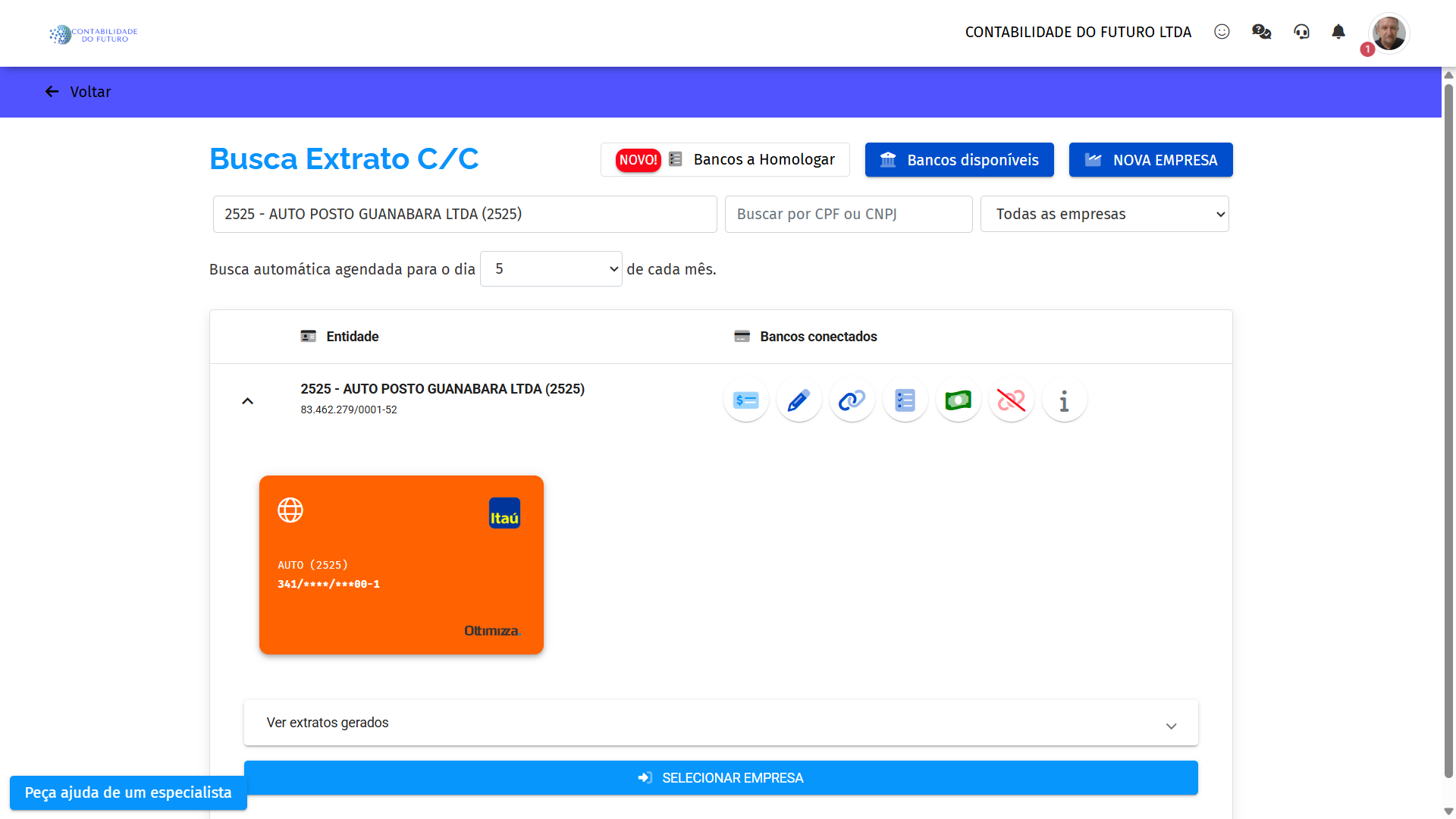 Busca Automática de Extratos, Ottimizza Corporate